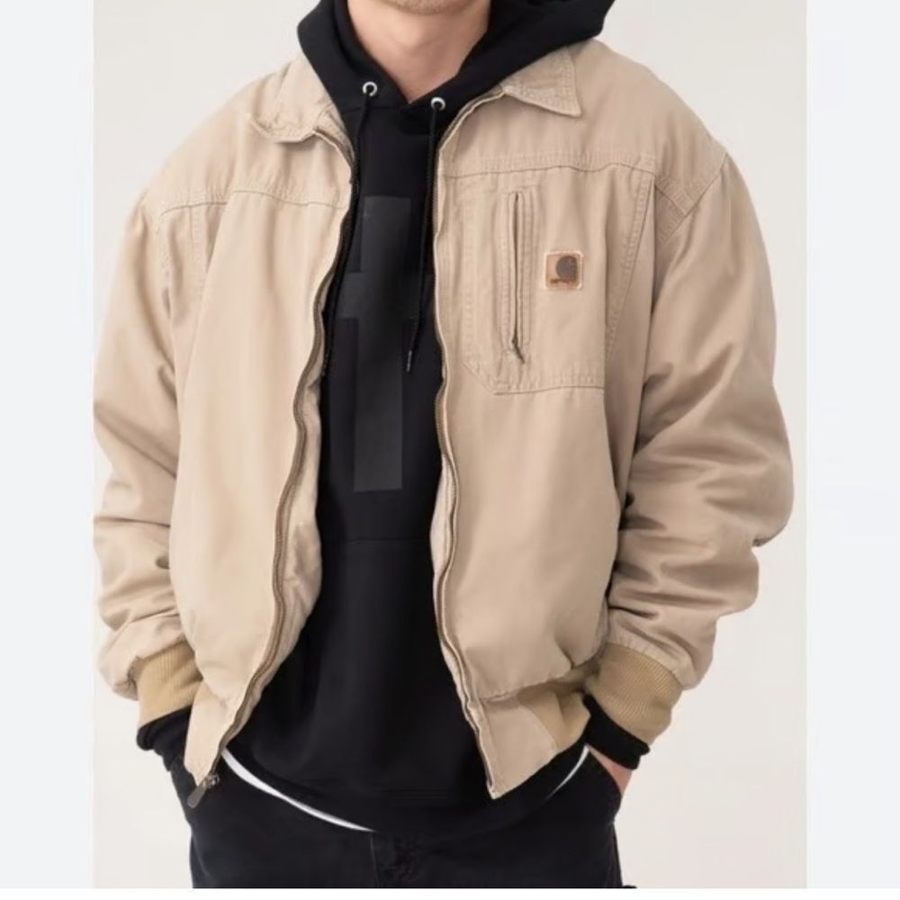 Carhartt Wylie Tan Khaki Men’s Distressed Work Jacket L (New)